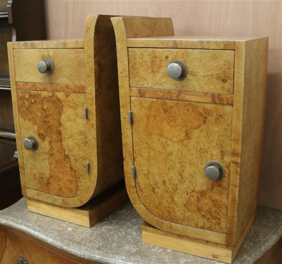 A pair deco bedside cabinets, H.63cm